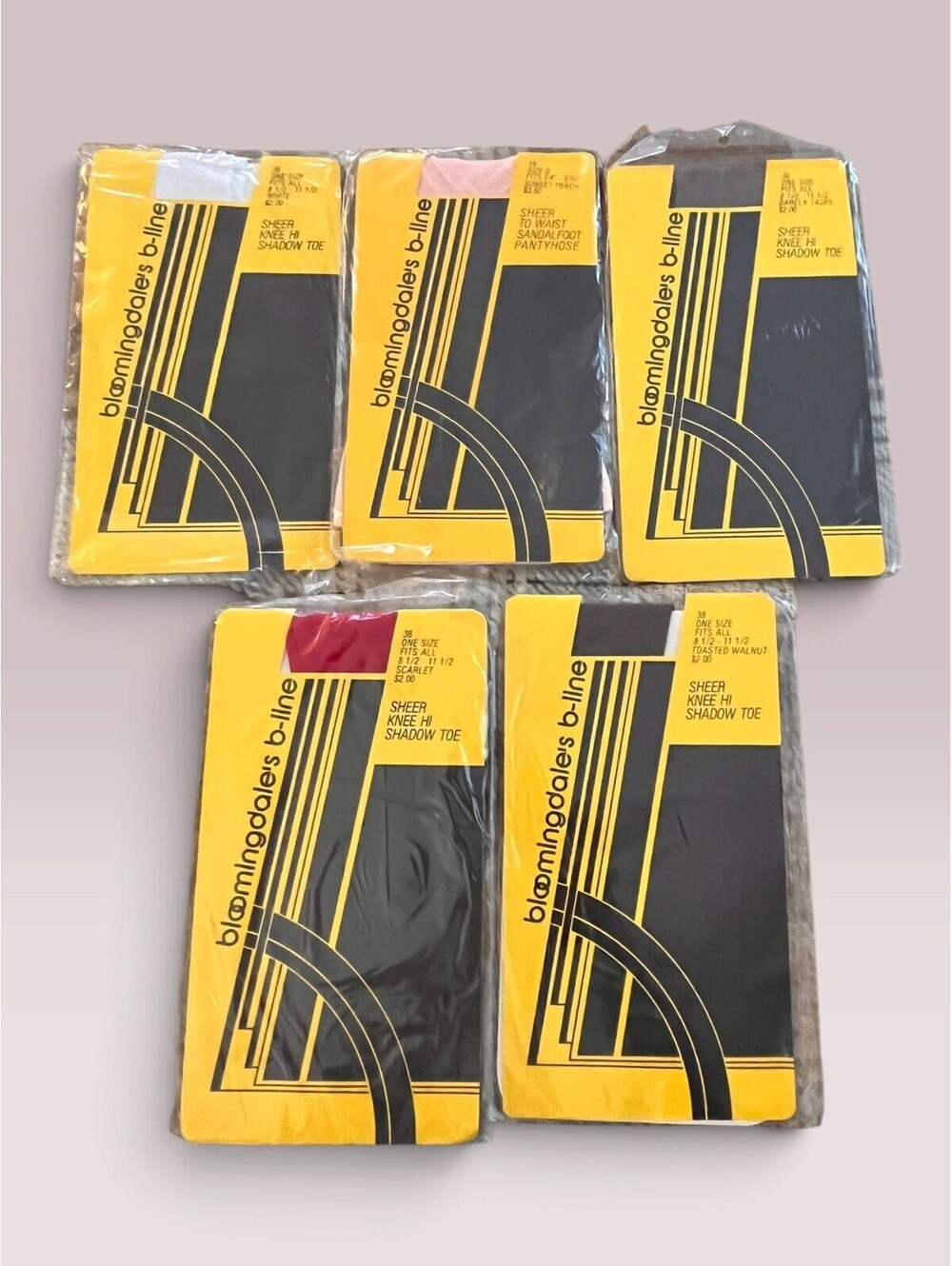 Lot of 5 Vtg Bloomingdale's b-line Hosiery Pantyhose Knee Highs 1980s NOS